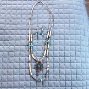 Western style beaded necklace and earring set